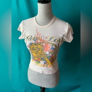 Urban Outfitters White Graphic Tee with Tiger Design